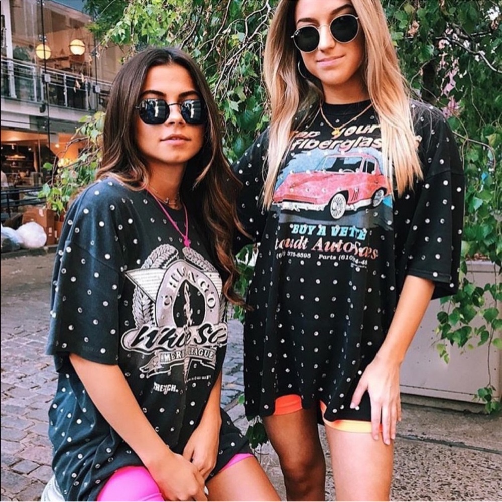 LF Oversized Vintage Rhinestone T Shirt